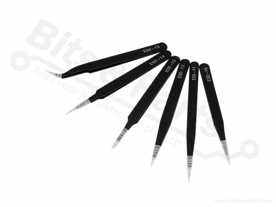 Tweezer set anti-static ESD safe 6-piece